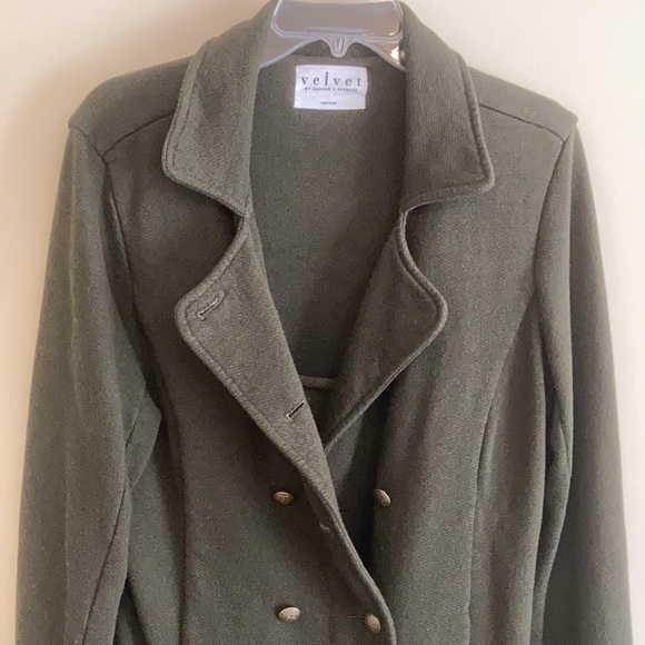 Green double breasted heavy knit pea coat. - Picture 3 of 8